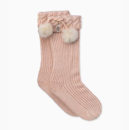 UGG Raana Pom-Pom Rainboot - Sokker Barn - Rosa Sølv (NO-A880)